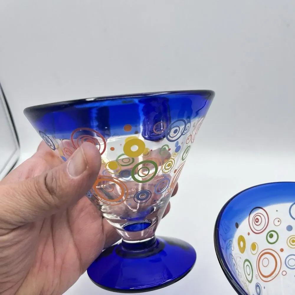 Royal Caribbean Kosta Boda Cocktail Glasses 2009 Hand blown Cobalt Blue 2